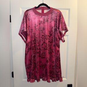 FP inspired floral Pink Velvet Dress